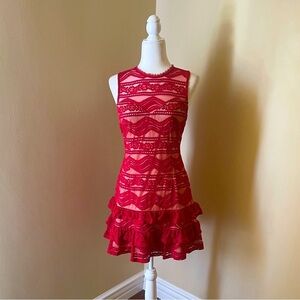 ❤️INA Dark Red Laced Tiered Dress